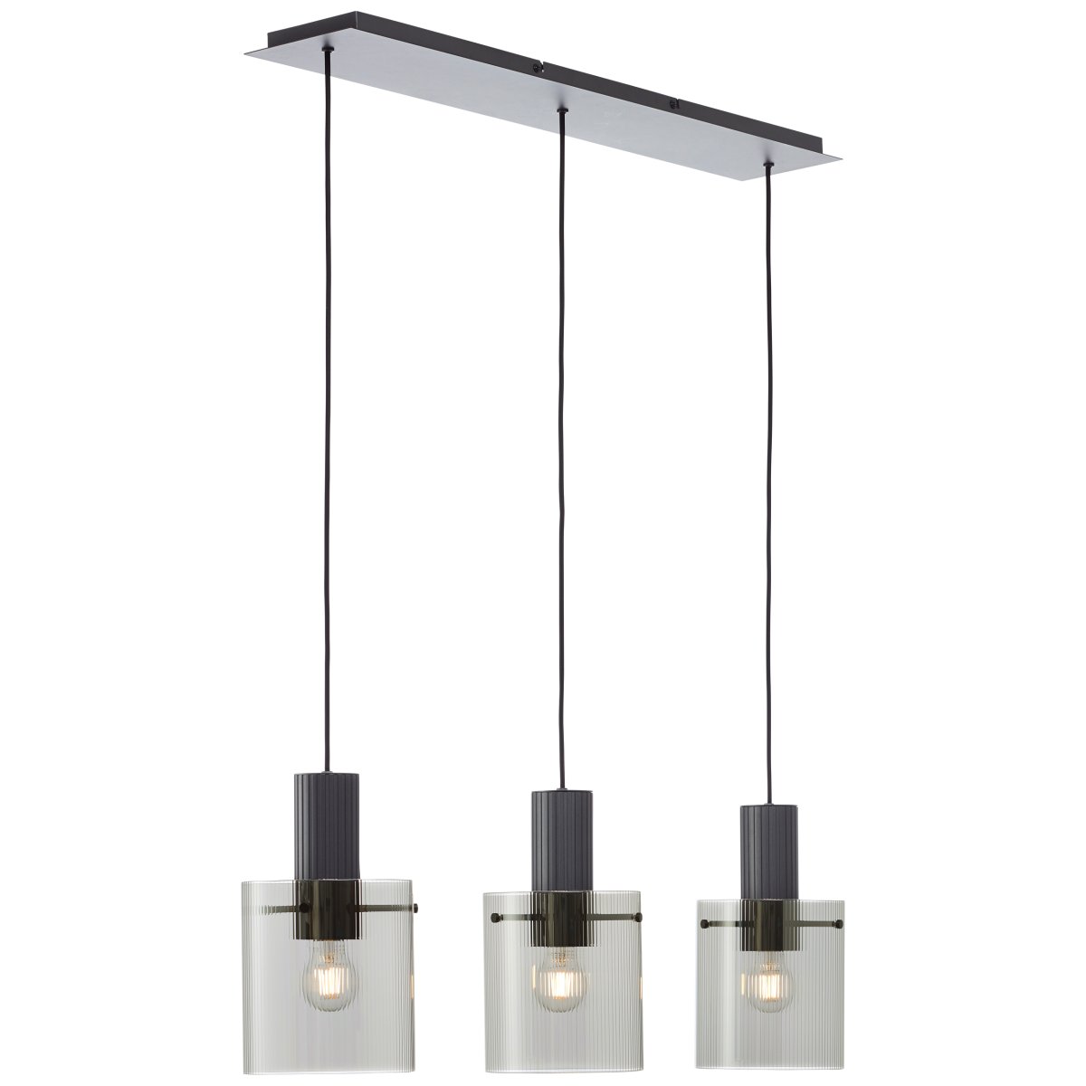 Riffelini 98cm Antracit loftslampe Fra Brilliant - Dens klare glas skaber et indbydende og moderne lys, der passer perfekt over spisebordet eller i stuen.