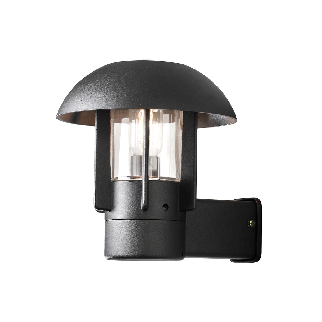 Heimdal Sort udendørslampe Fra Konstsmide - Lampens minimalistiske design med klare glasdetaljer giver et industrielt præg og passer perfekt til både moderne og klassiske facader.
