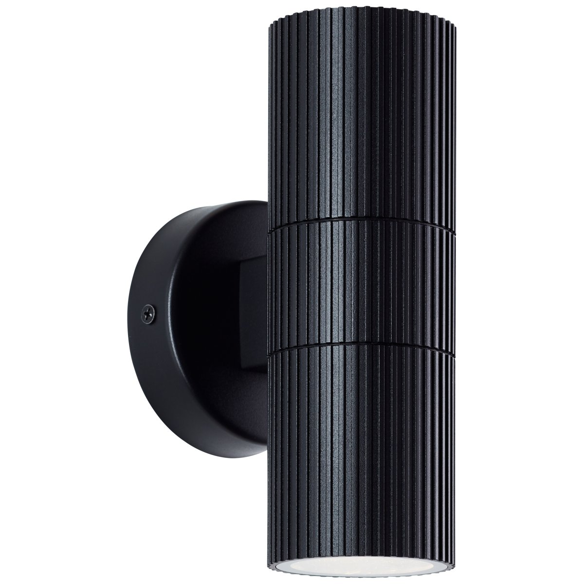 Keola Sort udendørslampe Fra Brilliant - Denne lampe er lavet af slidstærkt metal med en elegant rillet overflade og beskyttelsesglas og giver et stilfuldt udtryk.