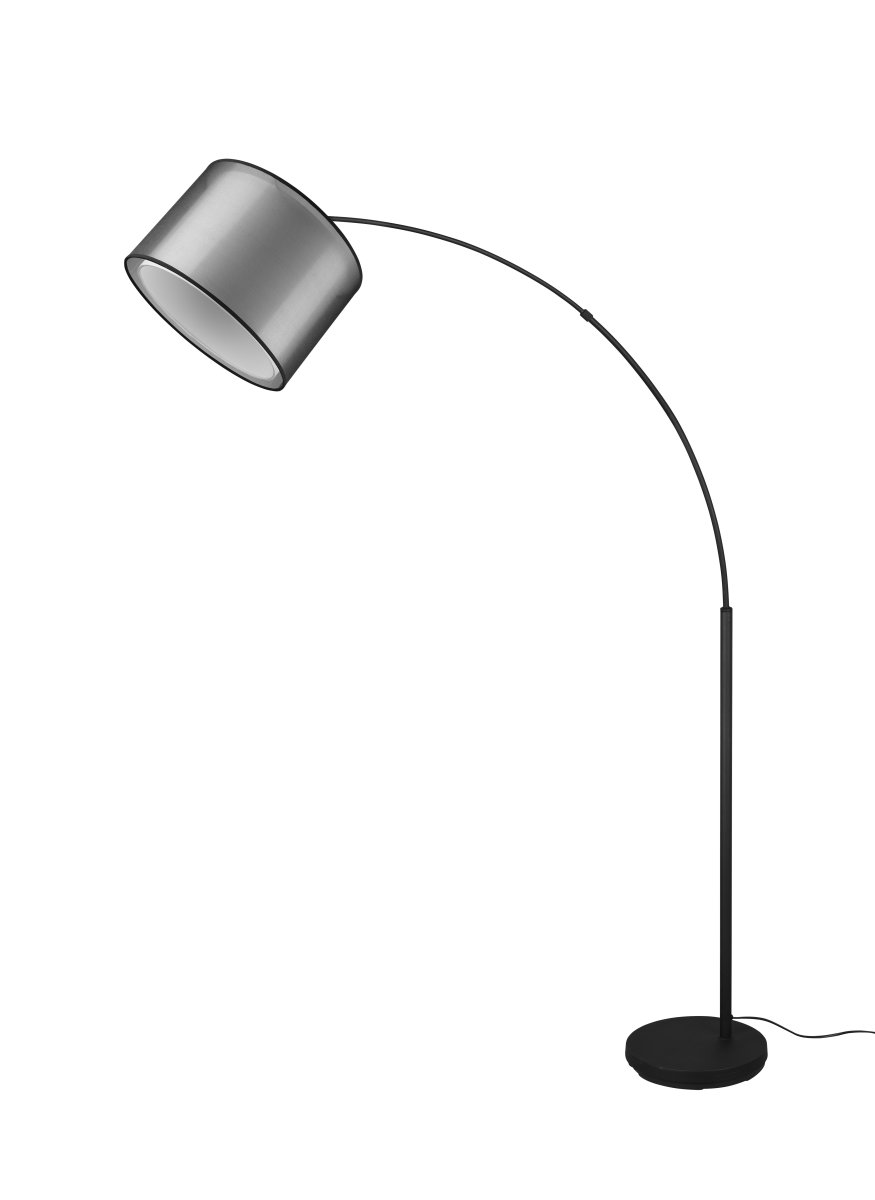 Burton Sort gulvlampe Fra Trio Lighting - Den moderne kombination af en indvendig hvid stofskærm og en udvendig gennemsigtig sort plastikskærm ser både individuel og forfriskende ud og kan integreres i moderne livsstil ved; mange måder.
