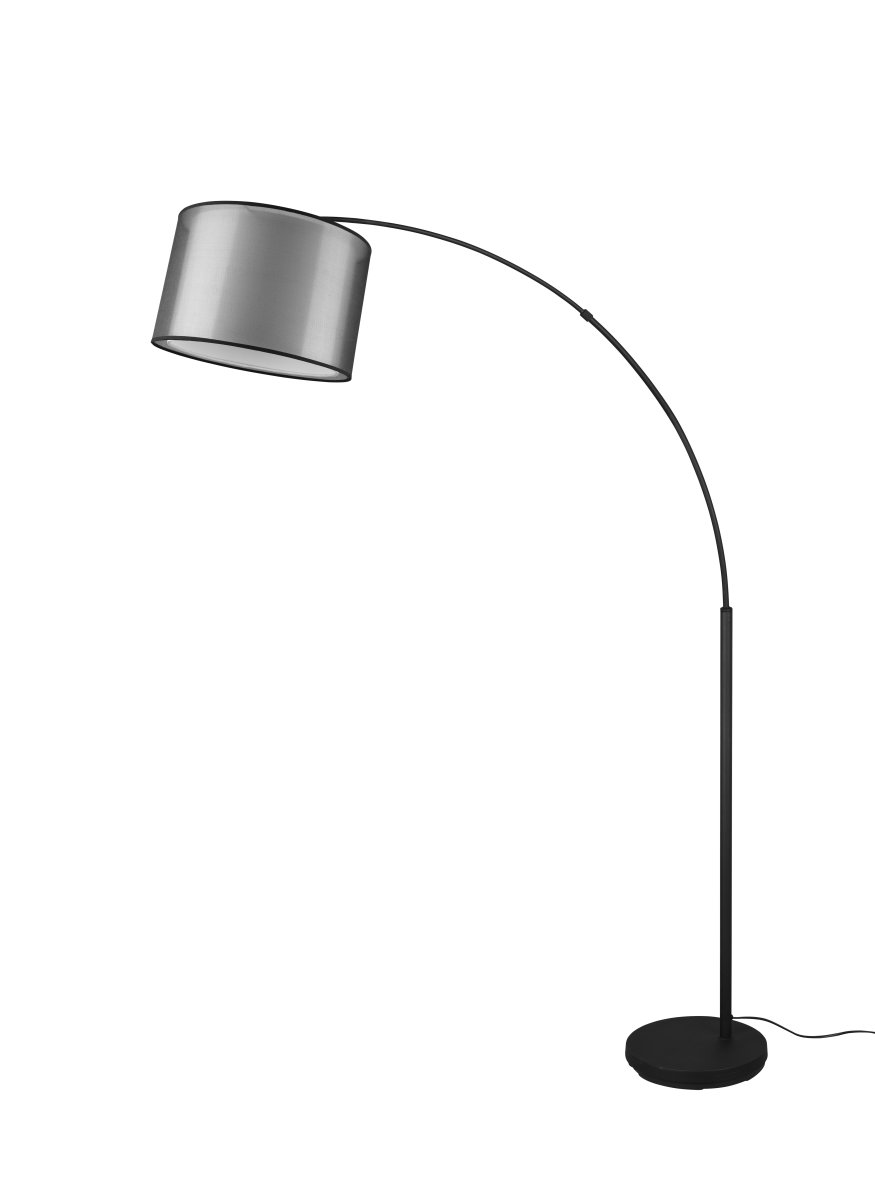 Burton Sort gulvlampe Fra Trio Lighting - Den moderne kombination af en indvendig hvid stofskærm og en udvendig gennemsigtig sort plastikskærm ser både individuel og forfriskende ud og kan integreres i moderne livsstil ved; mange måder.
