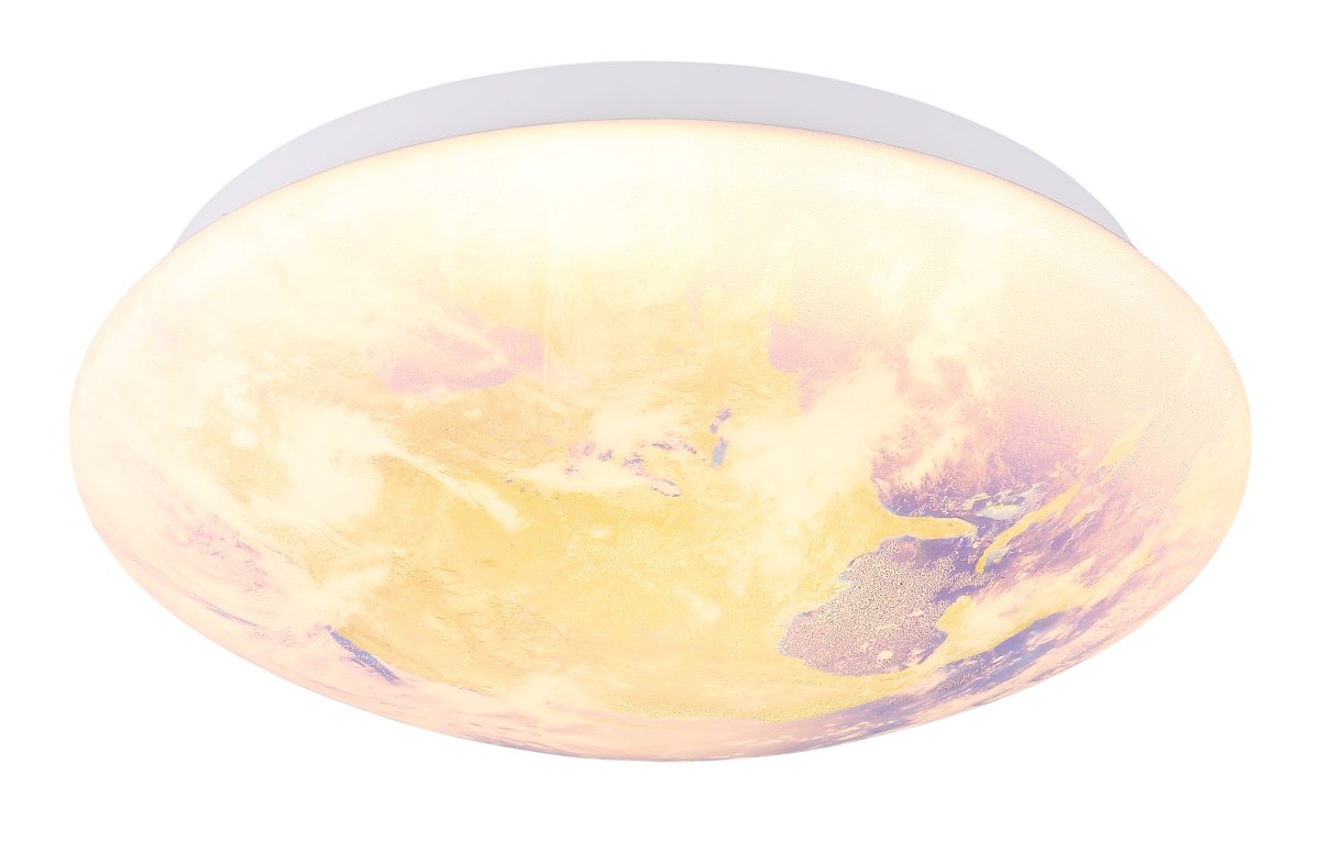 Gaia Ø26 Flerfarvet børnelampe Fra Globo Lighting - Gaia &auml;r en unik plafond med en detaljerad v&auml;rld och molnmotiv p&aring; sk&auml;rmen.