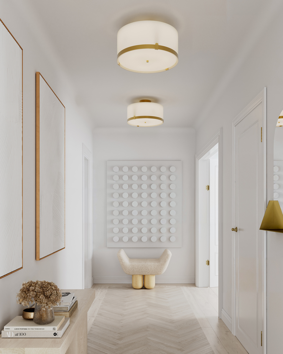 Marcel Ø40 Hvid/messing plafond Fra By Rydéns - Marcel er en elegant loftlampe, designet af Mia Lagerman, og den giver et j&aelig;vnt og fint lys, der spreder en behagelig atmosf&aelig;re i rummet.