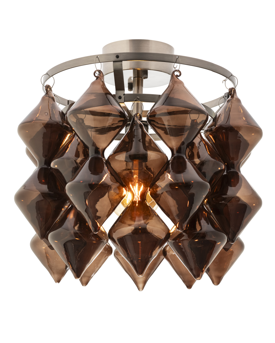 Gemma Ø45 Brun plafond Fra By Rydéns - Det nye designsprog p&aring; glasset giver lampen et stilfuldt og moderne udtryk, der skiller sig ud.