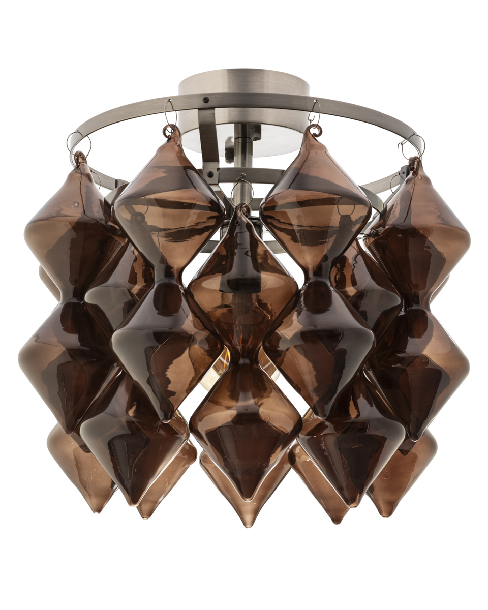 Gemma Ø45 Brun plafond Fra By Rydéns - Det nye designsprog p&aring; glasset giver lampen et stilfuldt og moderne udtryk, der skiller sig ud.
