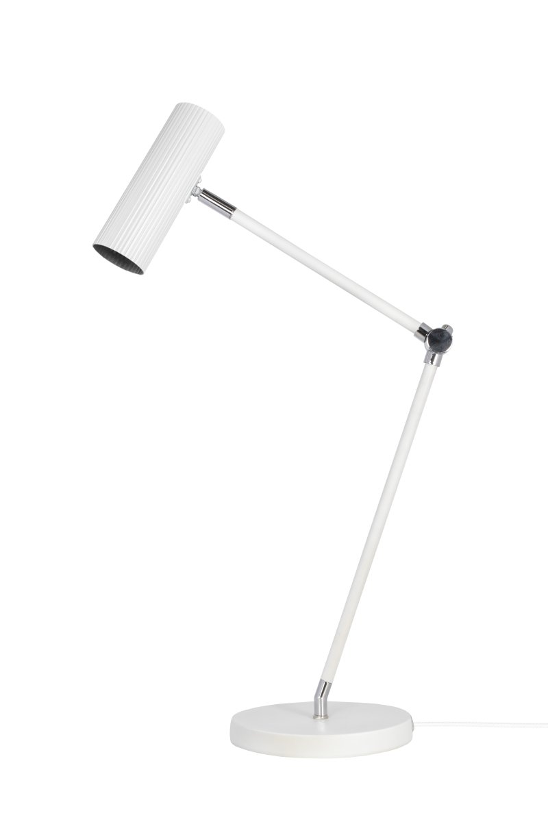 Hubble Read 45cm Hvid skrivebordslampe Fra Globen Lighting - Lampen er lavet af matlakeret st&aring;l/aluminium og har en 200 cm lang tekstilledning med afbryder og stik.