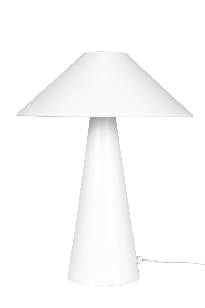 Cannes 40cm Hvid bordlampe Fra Globen Lighting - Cannes er lavet af matlakeret metal og har en 200 cm lang tekstilledning med stik og afbryder.
