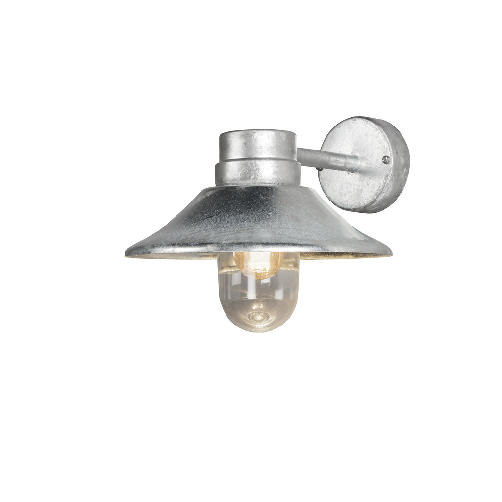 Vega Varmgalvaniseret udendørslampe Fra Konstsmide - Den brede skærm og den klare glaskuppel spreder et behageligt og rettet lys, som gør lampen perfekt til entre og terrasser.