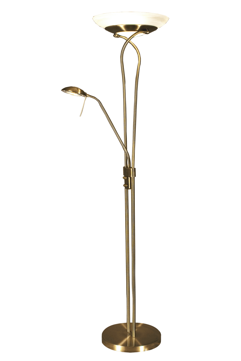 Cannes Antik messing gulvlampe Fra Aneta Lighting - Cannes er en klassisk uplight gulvlampe med et moderne design i antik messing.