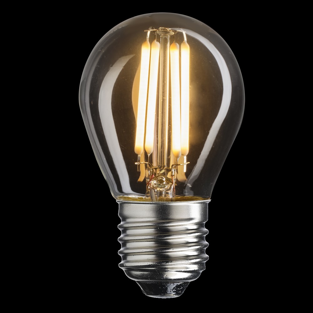 LED E27 kuglepære 2W 2700K Dæmpbar Gennemsigtig Fra Unison - 