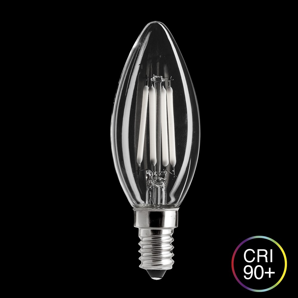 LED E14 Kronelyspære 4W 2700K Dæmpbar Gennemsigtig Fra Unison - 
