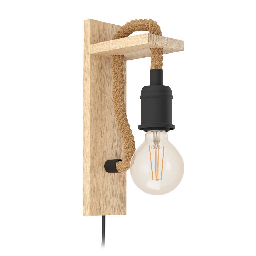 Rampside 30cm Natur væglampe Fra Eglo - Komplet med en dekorativ p&aelig;re for at fremh&aelig;ve lampens karakter og lade den blive et i&oslash;jnefaldende element i dit hjem.