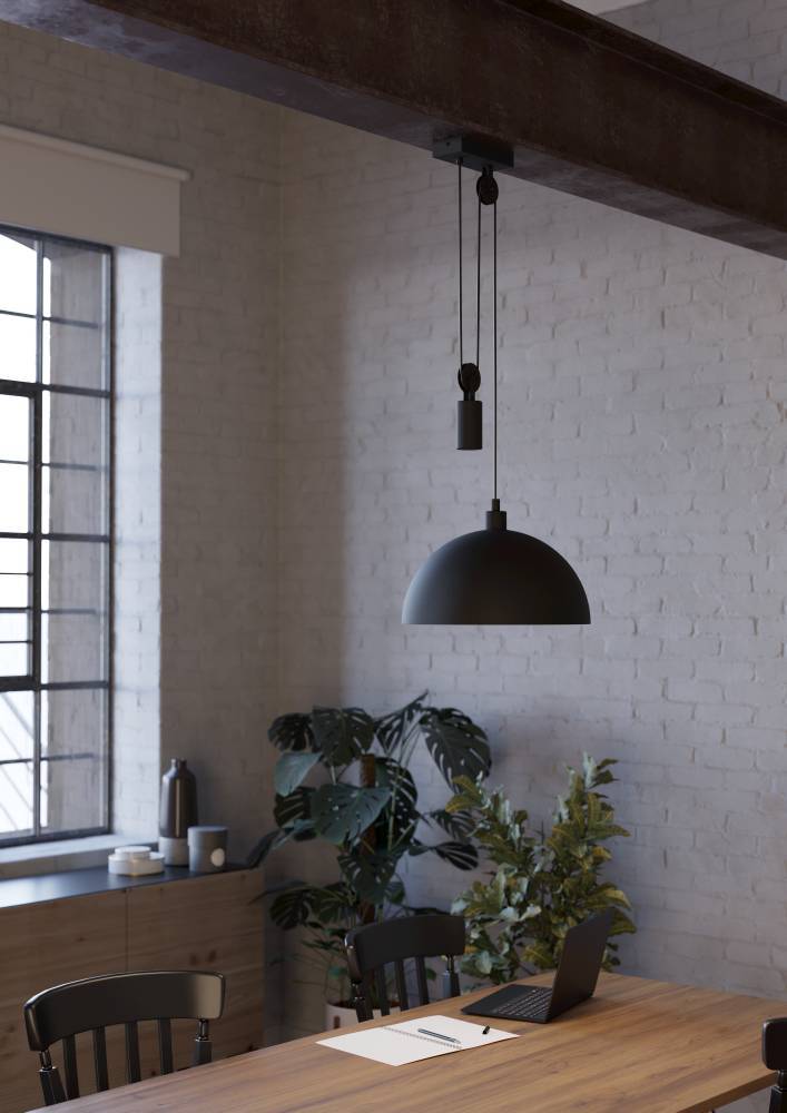 Winkworth Ø38 Sort loftslampe Fra Eglo - Dens minimalistiske form og justerbare funktion g&oslash;r den b&aring;de stilfuld og alsidig, perfekt til den designbevidste boligindretning.