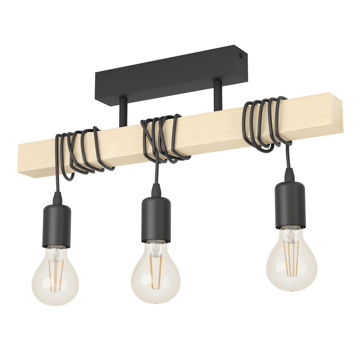 Townshend 55cm Træ plafond Fra Eglo - Townshend loftlampe kombinerer metal og tr&aelig; i et rustikt og moderne design.