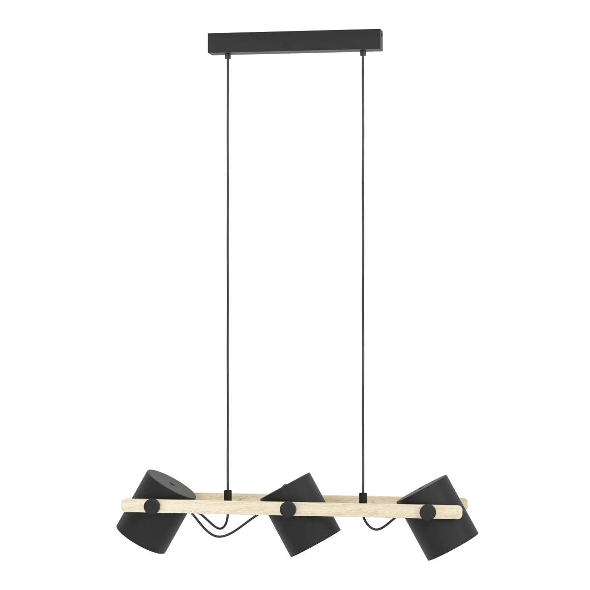 Hornwood 78cm Sort loftslampe Fra Eglo - Hornwood pendellampe kombinerer metal og tr&aelig; i et rustikt design med et naturligt pr&aelig;g.