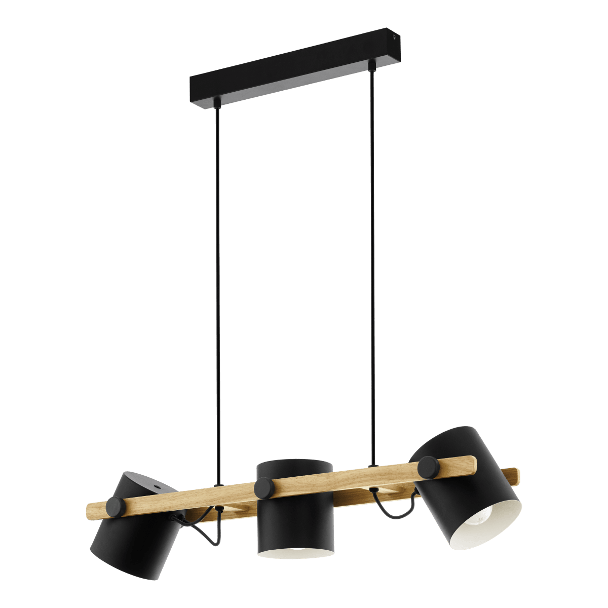 Hornwood 78cm Sort loftslampe Fra Eglo - Hornwood pendellampe kombinerer metal og tr&aelig; i et rustikt design med et naturligt pr&aelig;g.
