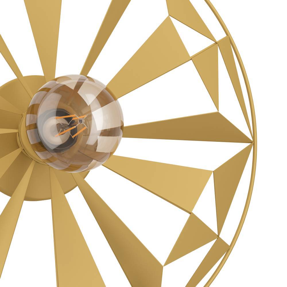Castanuelo Ø42 Guld plafond Fra Eglo - Denne v&aelig;g- og loftlampe i guldfarvet metal har et i&oslash;jnefaldende geometrisk design, der skaber et dynamisk lysspil og giver rummet et luksuri&oslash;st pr&aelig;g.