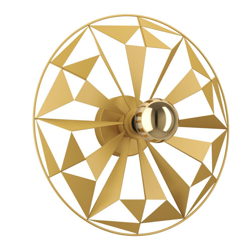 Castanuelo Ø42 Guld plafond Fra Eglo - Denne v&aelig;g- og loftlampe i guldfarvet metal har et i&oslash;jnefaldende geometrisk design, der skaber et dynamisk lysspil og giver rummet et luksuri&oslash;st pr&aelig;g.