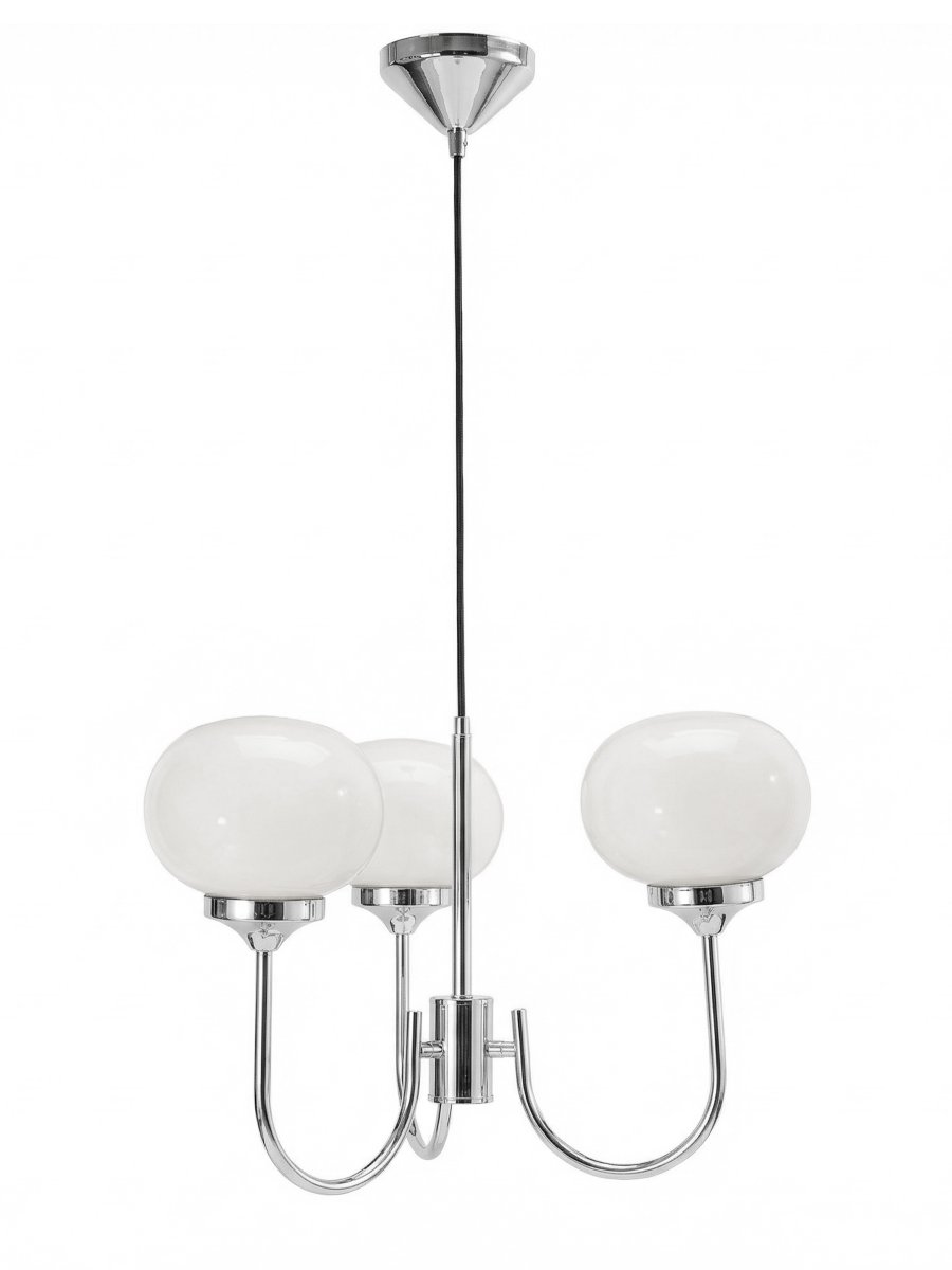 Elsy 3 Ø45 Krom loftslampe Fra PR Home - Den er lavet af metal med forkromet finish og har hvide glassk&aelig;rme.