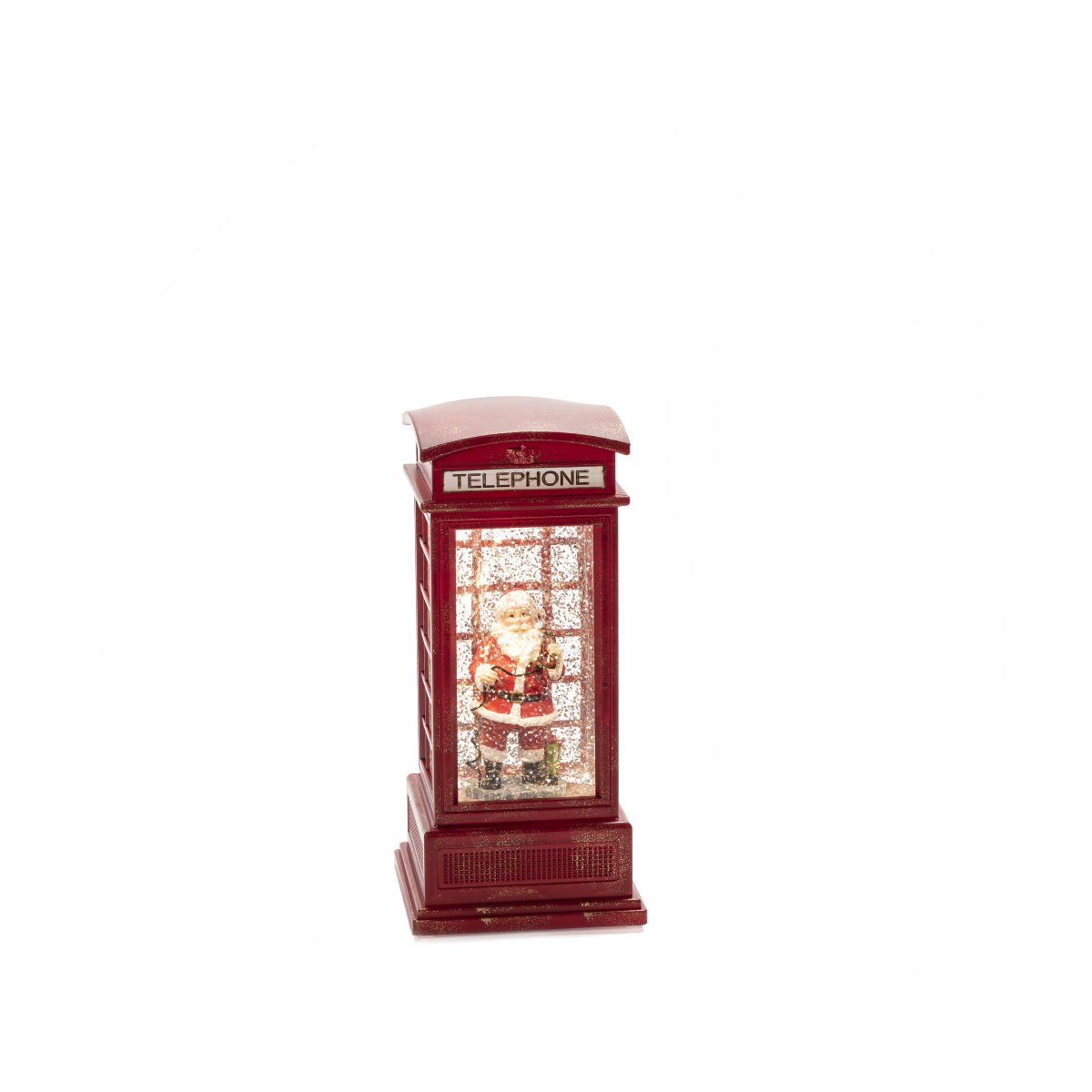 Vandfyldt lanterne Telefonboks RØD Fra Konstsmide - Vandfyldt lanterne Telefonkiosk er en stemningsfuld juledekoration med en charmerende julemand inde i en klassisk r&oslash;d telefonkiosk.