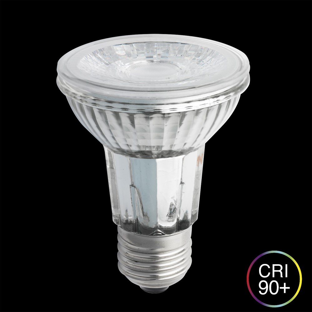 E27 LED PAR20 7W 2700K Dæmpbar Gennemsigtig Fra Unison - LED PAR20 E27 7W er en kraftfuld og energieffektiv lyskilde med varmt lys t&aelig;ndt; 2700K.
