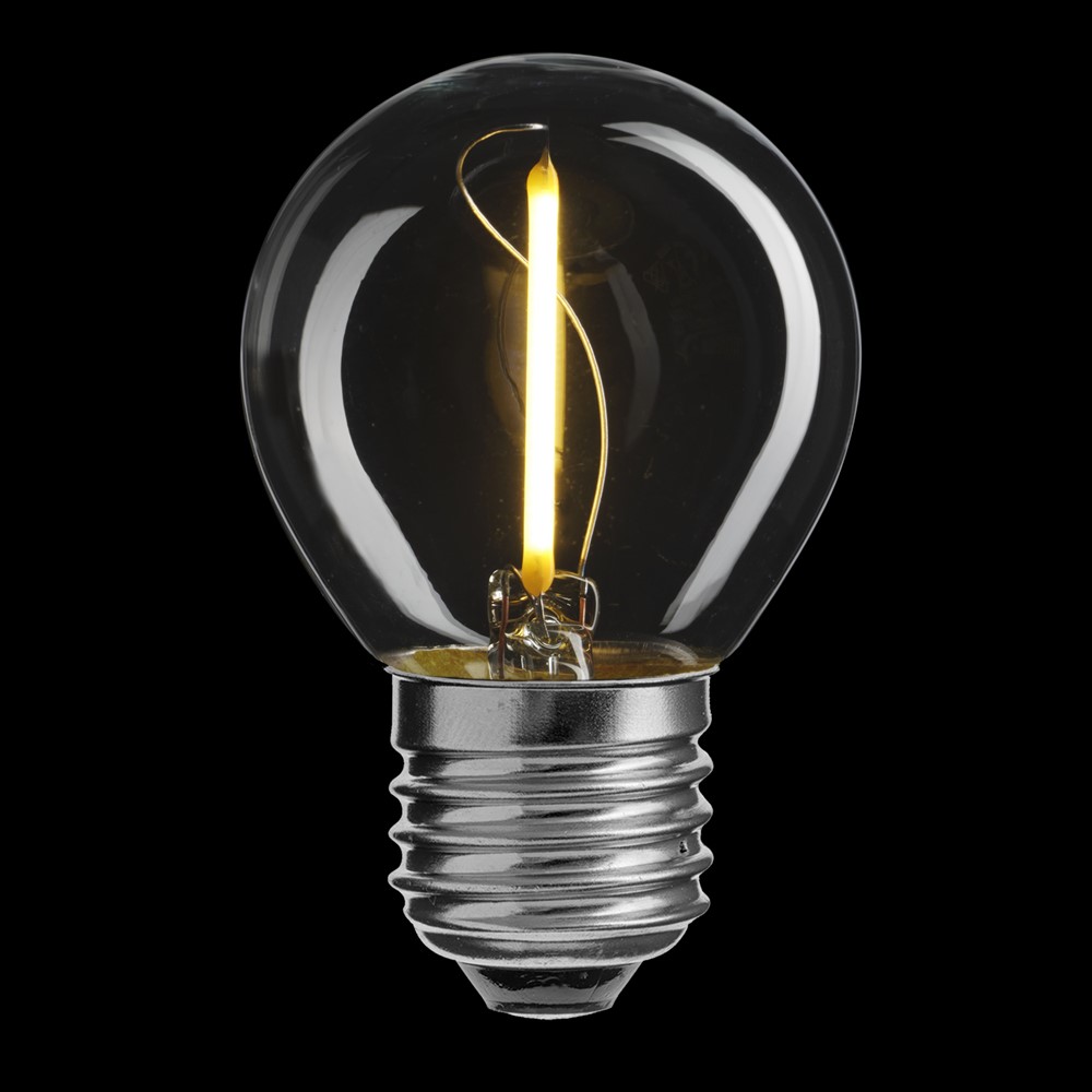 LED E27 kuglepære 1W 2700K Gennemsigtig Fra Unison - 