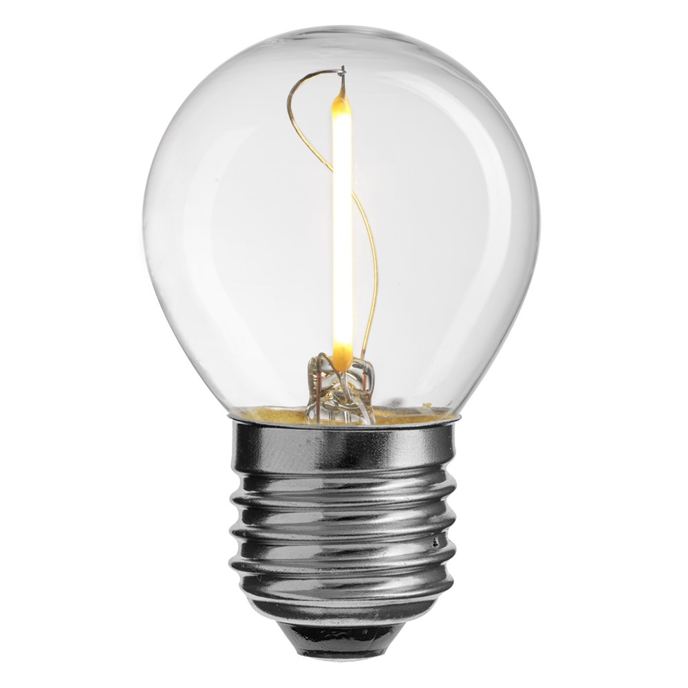 LED E27 kuglepære 1W 2700K Gennemsigtig Fra Unison - 