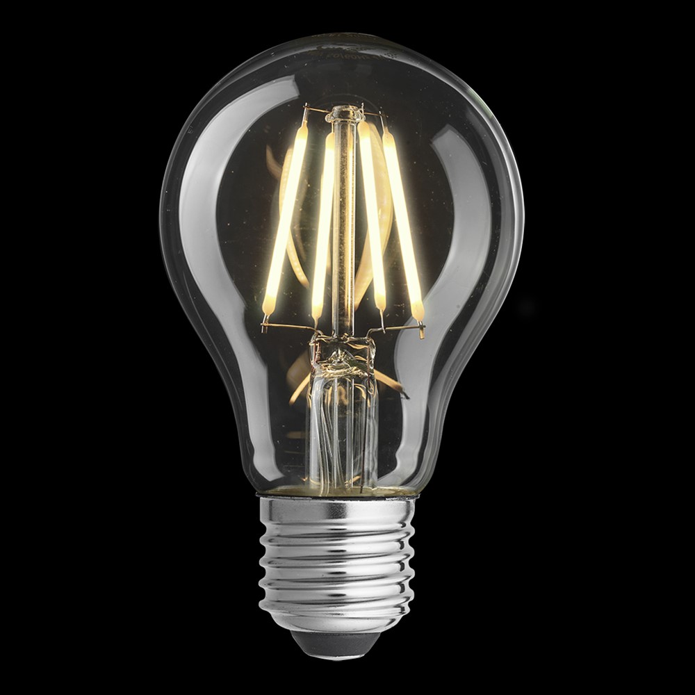 E27 normal 7,5W 2200K Dæmpbar Gennemsigtig Fra Unison - UNI-LEDISON normal klar E27 lyskilde med en effekt p&aring;; 7,5W og et varmt lys p&aring; 2200K er ideelt til at skabe en atmosf&aelig;risk atmosf&aelig;re.