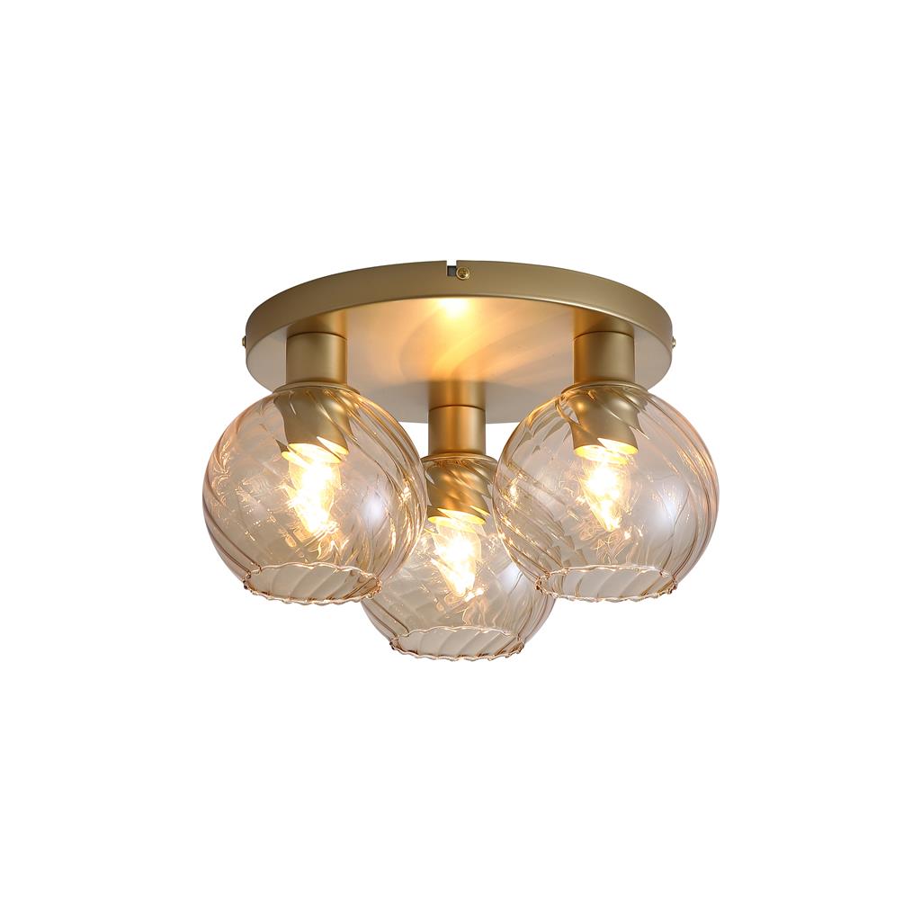 Radiance Ø38 Guld plafond Fra Searchlight - Skærmene sidder på en loftsplade i en guldfinish, hvilket skaber et stilfuldt og sofistikeret udtryk.