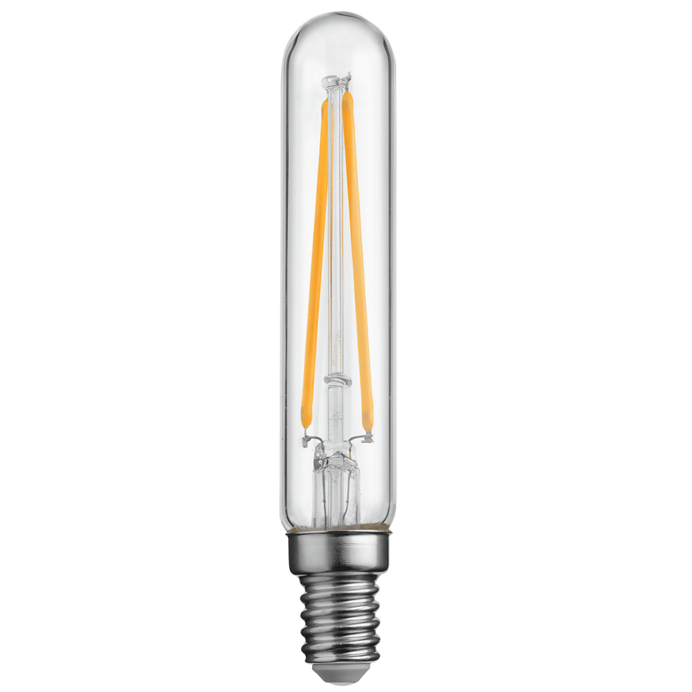E14 XL Rørlampe 2,5W 2200K Dæmpbar Gennemsigtig Fra Unison - Den har en effekt p&aring; 2,5W og en farvetemperatur p&aring; 2200K, hvilket giver et varmt og behageligt lys.