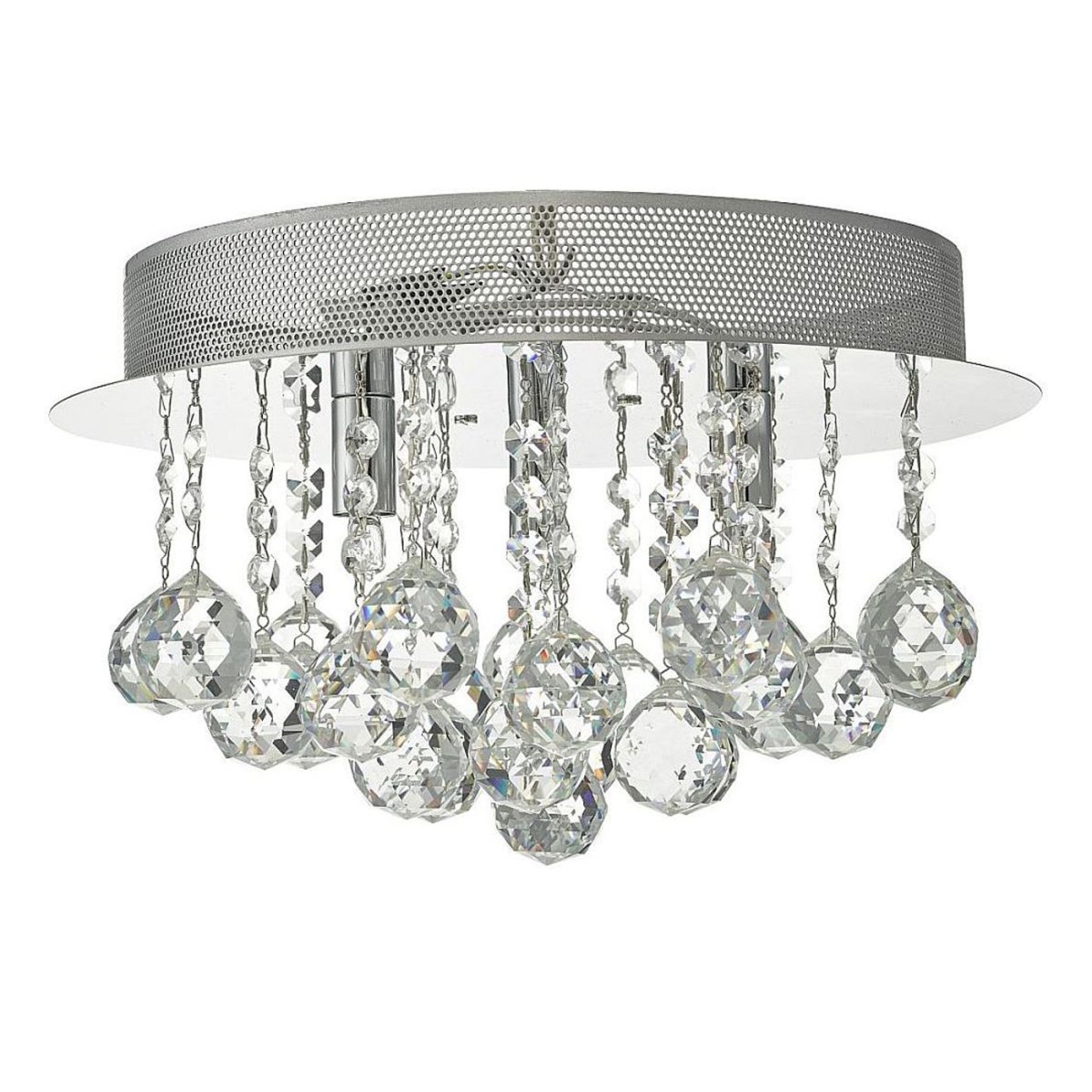 Crystal Ø35 Chrom krystal Fra Oriva - Dens moderne design med perforeret metalring giver en flot kontrast til de funklende krystaller.
