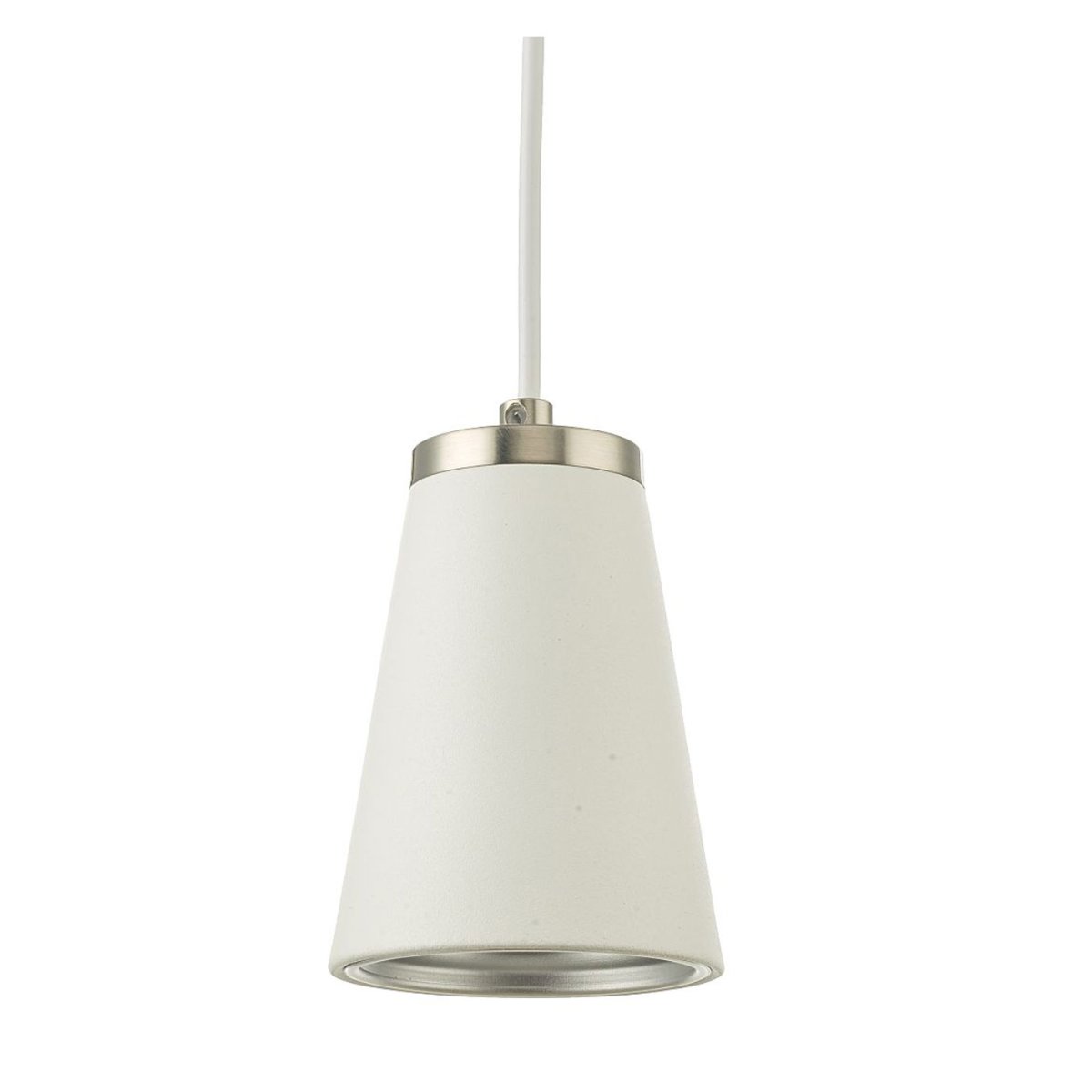 Cone Ø9 Hvid satin vindueslampe Fra Oriva - Denne moderne vindueslampe kombinerer en elegant hvid sk&aelig;rm med sofistikerede satindetaljer, hvilket giver dit vindue et stilfuldt og eksklusivt look.