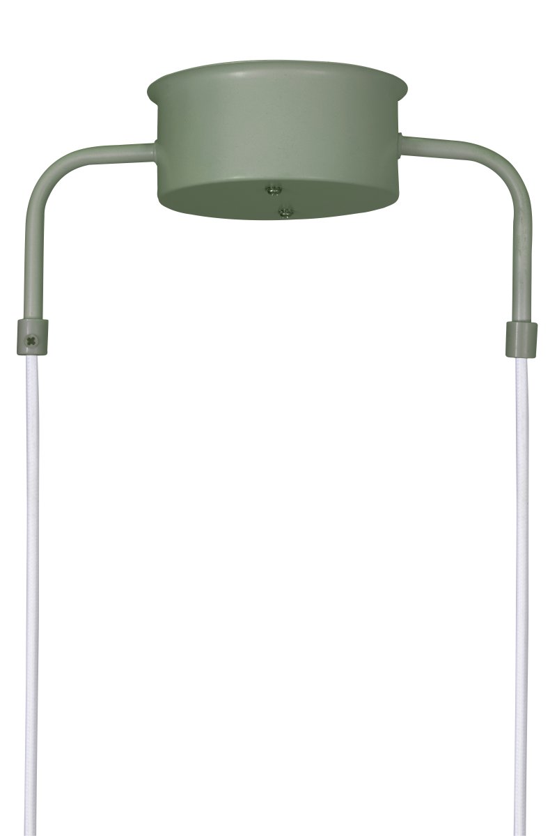 Curve 165cm Mosgrøn loftslampe Fra Globen Lighting - Pendlen er lavet af matlakeret metal med fem sk&aelig;rme og leveres med to 200 cm tekstilledninger og en matchende baldakin.