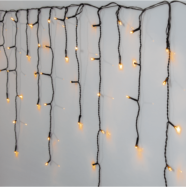 Istaplyskæde Golden Warm White 12m Sort Fra Star Trading - Istapsl&oslash;kke med 480 LED-lys med et smukt gyldent sk&aelig;r.