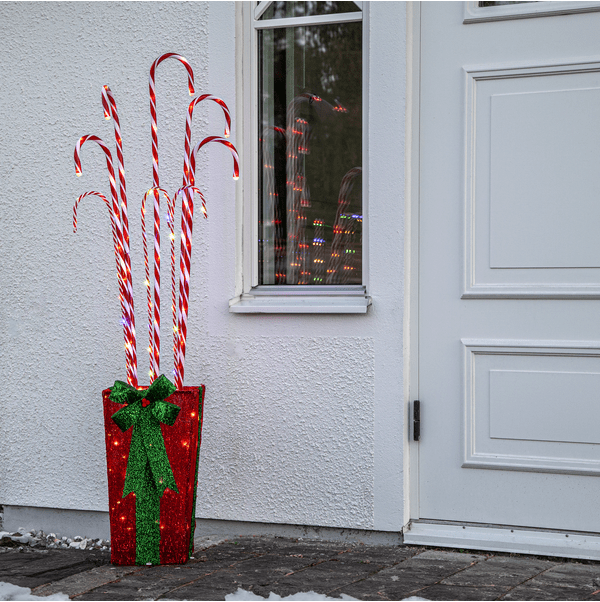 Candycane Box RØD Fra Star Trading - Teltpl&oslash;kker og kabelbindere medf&oslash;lger for nem montering og fastg&oslash;relse.
