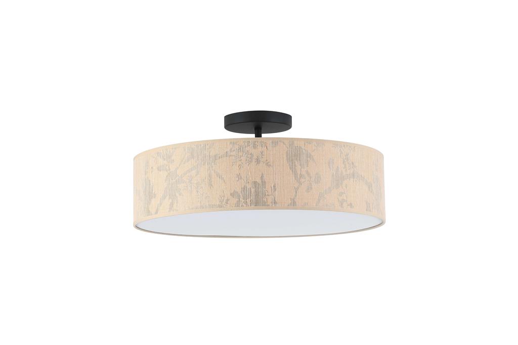 Isla Ø55 Lys brun plafond Fra Searchlight - Isla er en smuk loftslampe med en skærm lavet af miljøvenligt genbrugspapir og dekoreret med et blødt bladmønster i naturlige toner - perfekt til at skabe en varm og beroligende atmosfære.