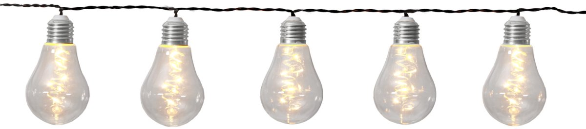 Glow Gennemsigtig solcellelampe Fra Star Trading - Solcellestreng med 10 lys, hver med 5 lyspunkter med varmt hvidt lys.
