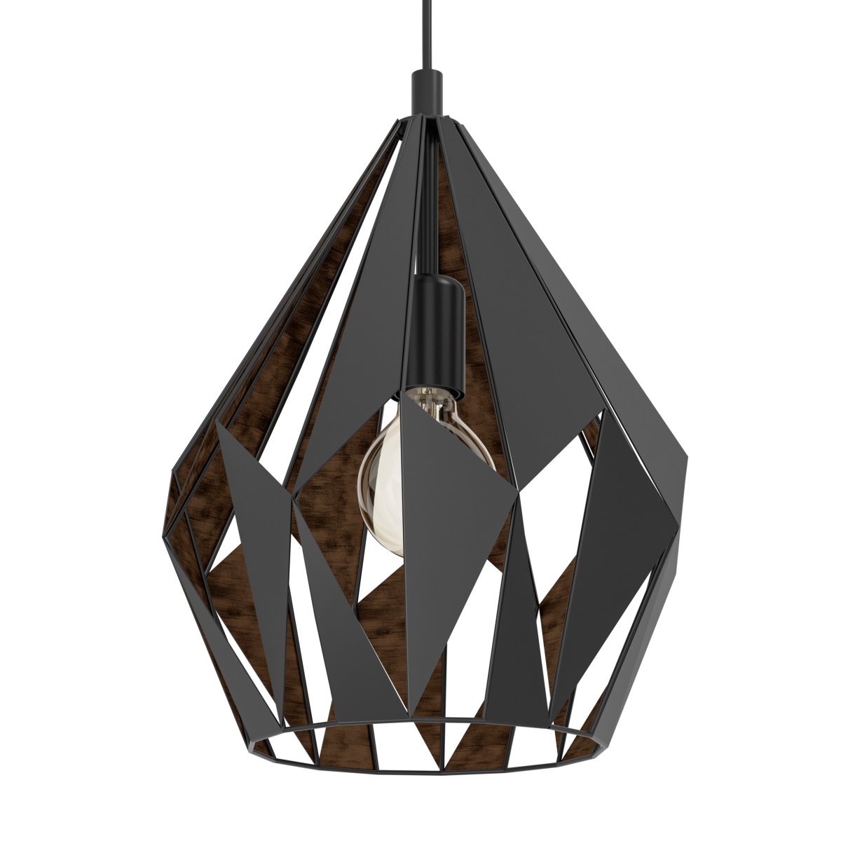 Carlton Ø30 Sort loftslampe Fra Eglo - Det sorte ydre er kombineret med et kobberfarvet indre, der giver et varmt og stemningsfuldt lys.