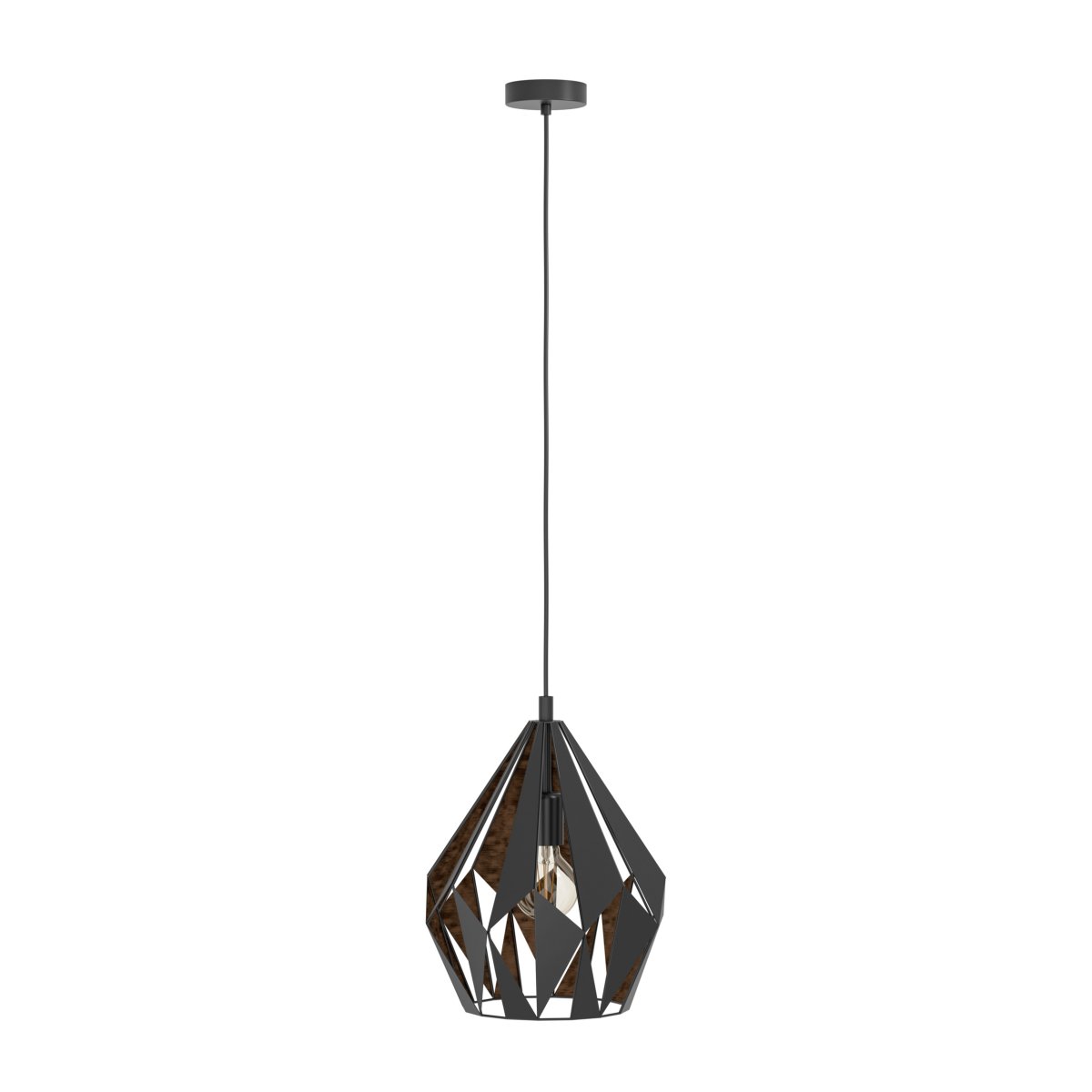 Carlton Ø30 Sort loftslampe Fra Eglo - Det sorte ydre er kombineret med et kobberfarvet indre, der giver et varmt og stemningsfuldt lys.