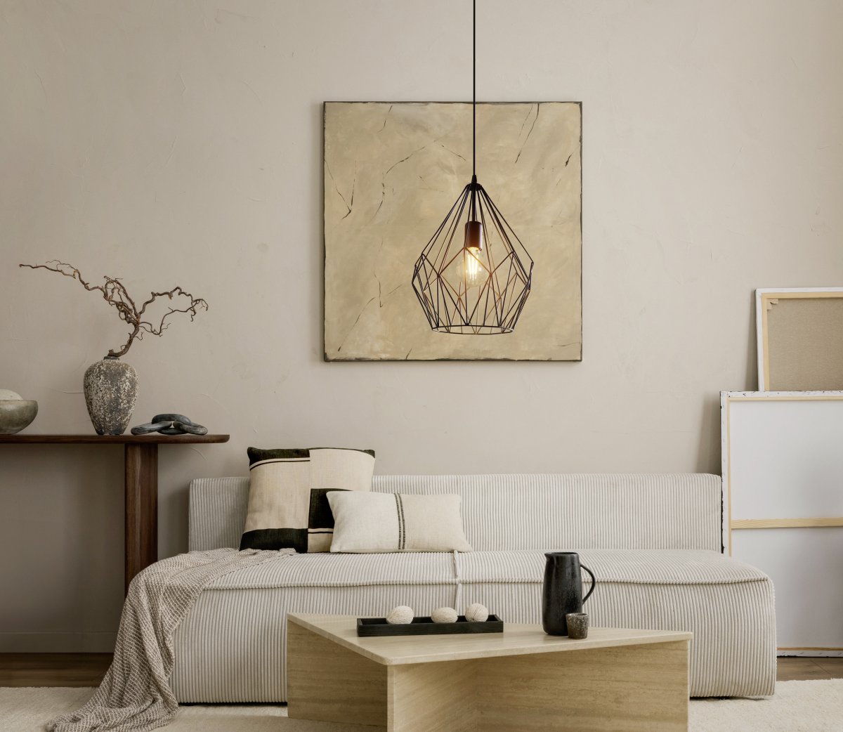 Carlton Ø30 Sort loftslampe Fra Eglo - Det &aring;bne design s&aelig;tter lyskilden i fokus og skaber et dekorativt lysspil i rummet.