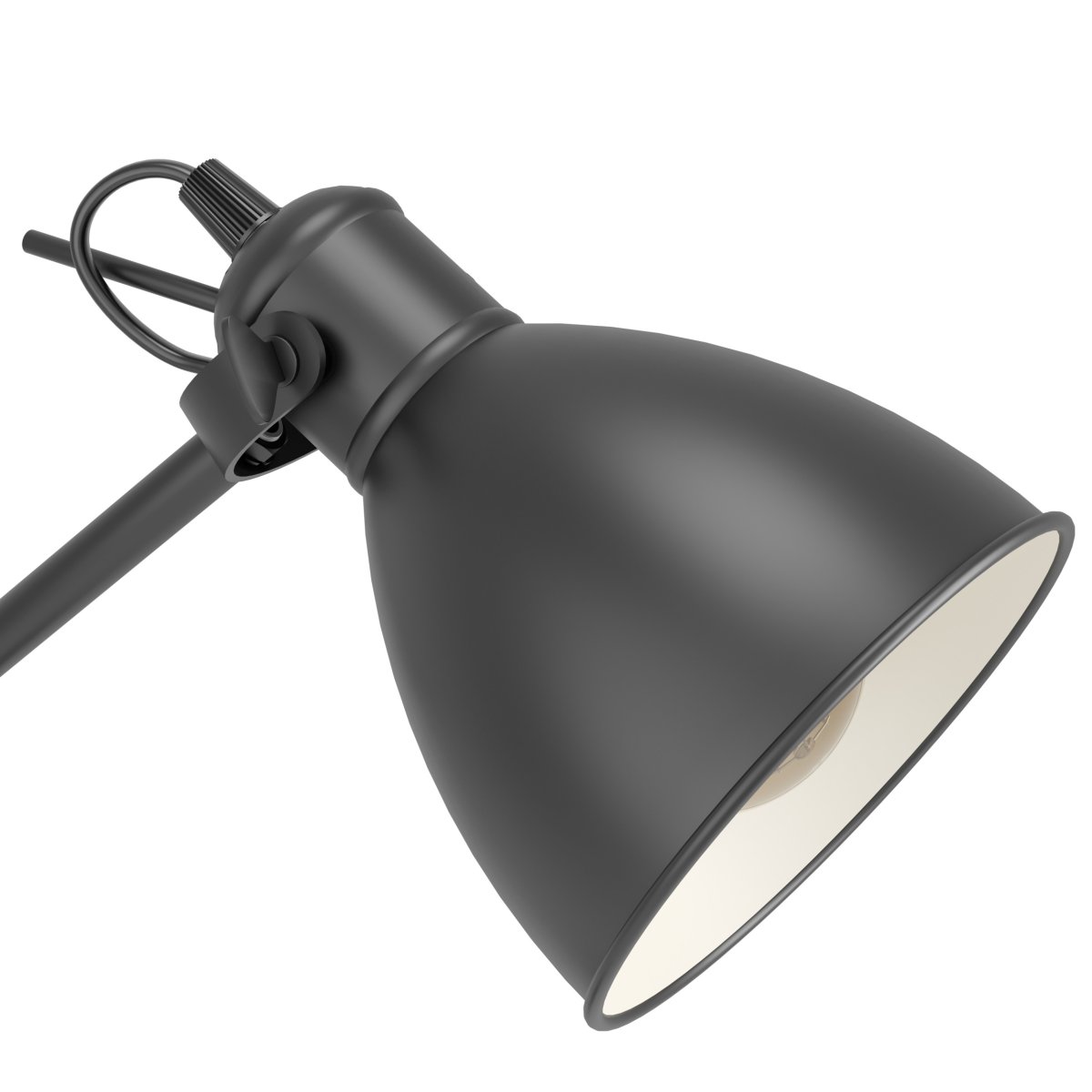 Priddy Sort gulvlampe Fra Eglo - Den hvide inderside af sk&aelig;rmen giver et bl&oslash;dt og behageligt lys, mens lampen bliver en stilfuld detalje i rummet.