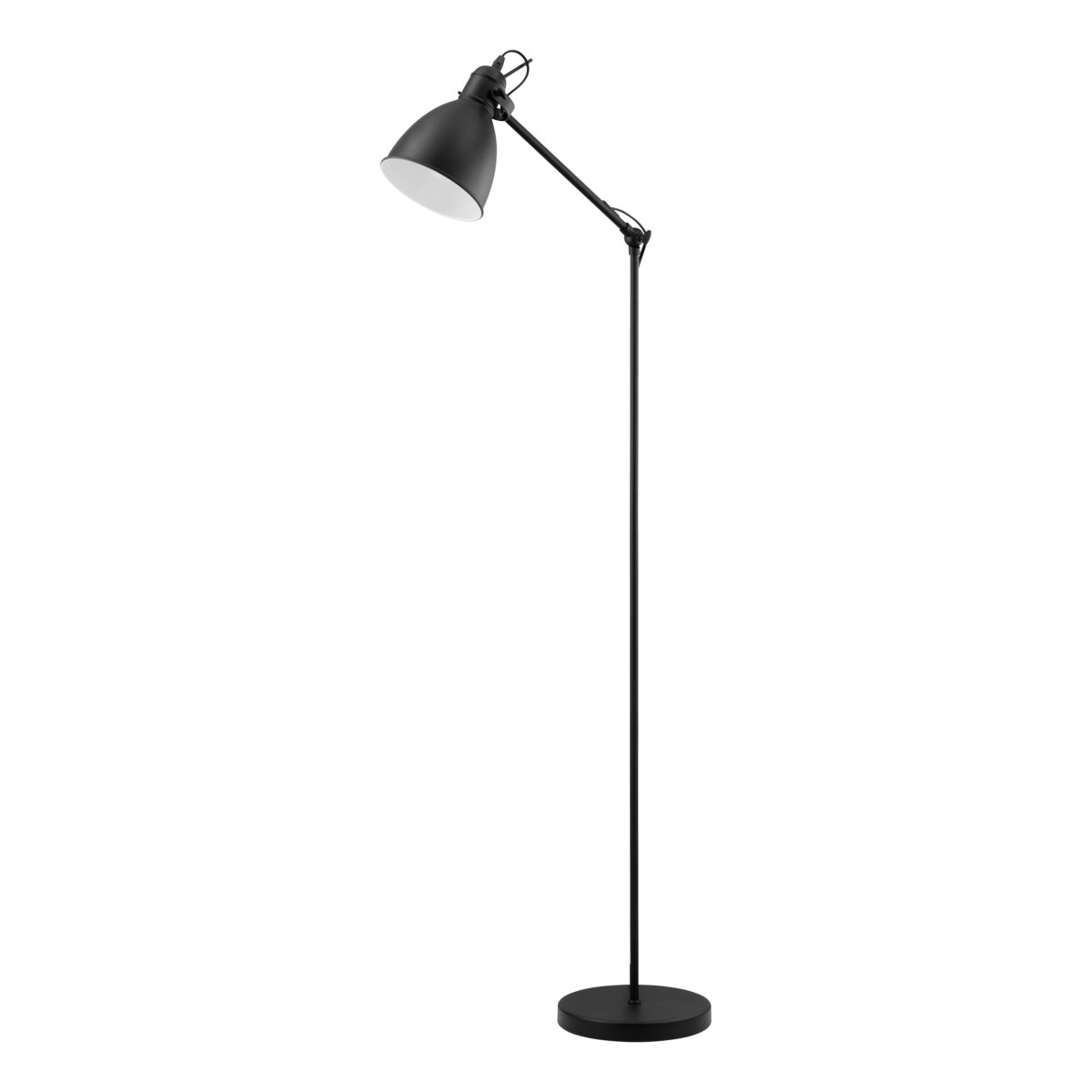 Priddy Sort gulvlampe Fra Eglo - Den hvide inderside af sk&aelig;rmen giver et bl&oslash;dt og behageligt lys, mens lampen bliver en stilfuld detalje i rummet.