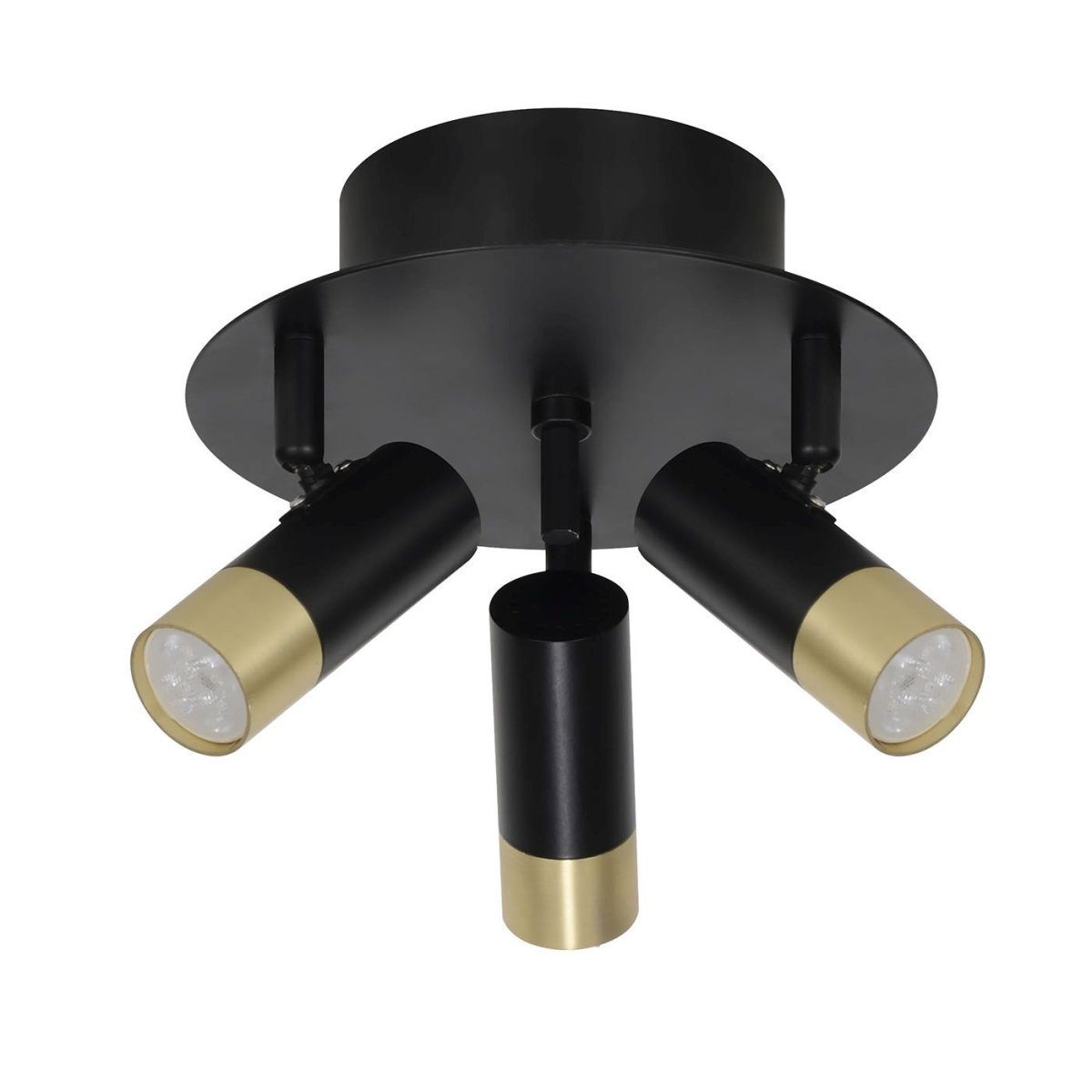 Mini 3 Sort guld spotlight Fra Oriva - Perfekt til at oplyse forskellige dele af et rum, og med sit rene design passer den til både moderne og klassiske interiører.