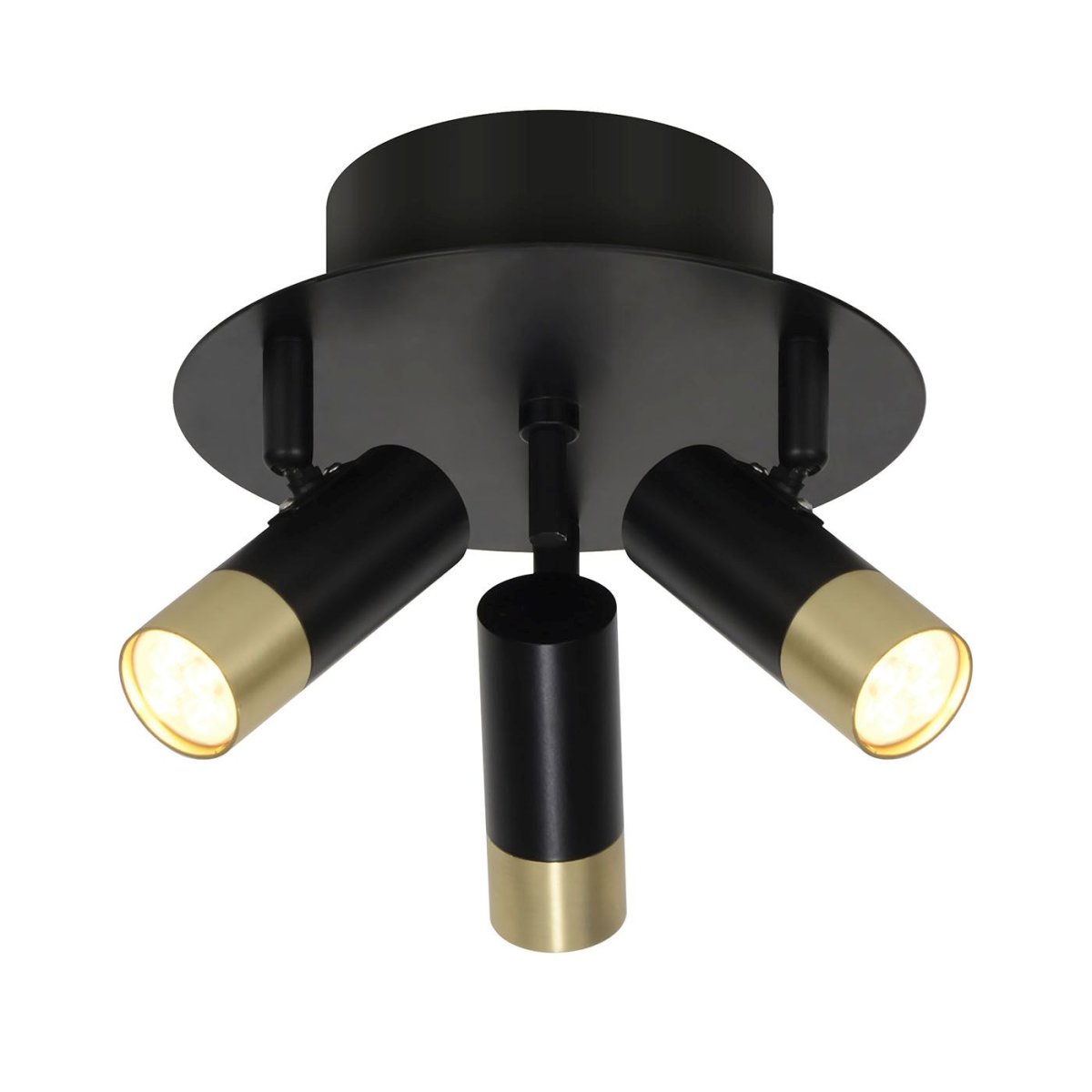 Mini 3 Sort guld spotlight Fra Oriva - Perfekt til at oplyse forskellige dele af et rum, og med sit rene design passer den til både moderne og klassiske interiører.