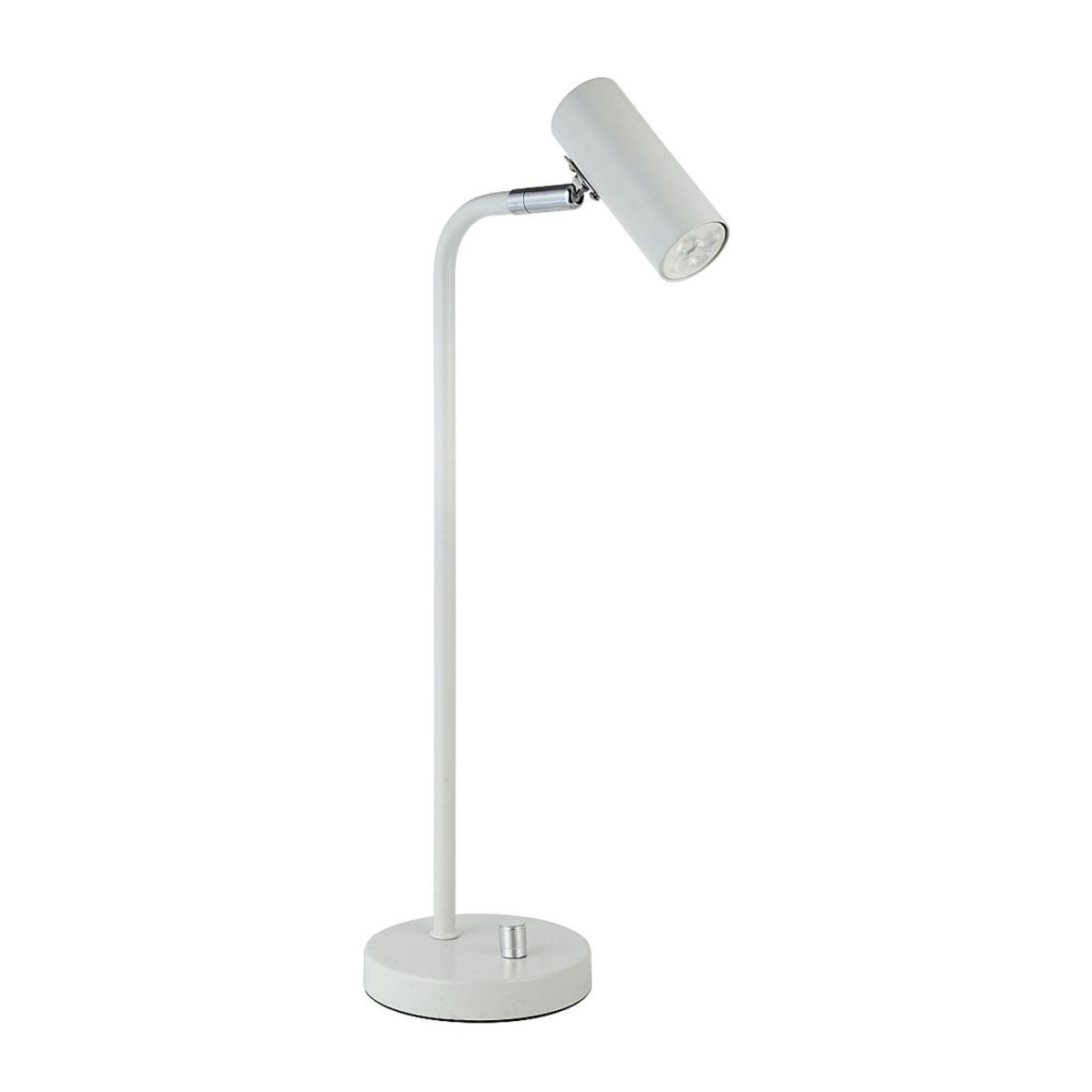 Mini 43cm Hvid skrivebordslampe Fra Oriva - Mini bordlampe i hvidmetal med kromdetaljer er en stilren og praktisk lampe.