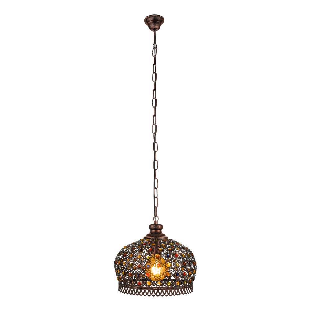 Jadida Ø33 Antik kobber loftslampe Fra Eglo - Denne form for belysning kan give et varmt og indbydende lysspil gennem de farvede detaljer, som gør den perfekt til at skabe en hyggelig atmosfære i stuer, spisestuer eller andre sociale rum, hvor man ønsker både dekorativ og funktionel belysning.