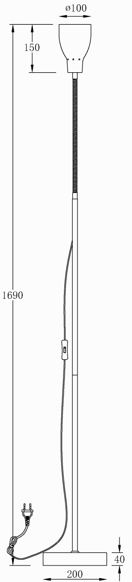 Sarek Sort gulvlampe Fra Aneta Lighting - Sarek er en stilfuld gulvlampe i matsort metal med flexarm i krom for nem justering af lyset.