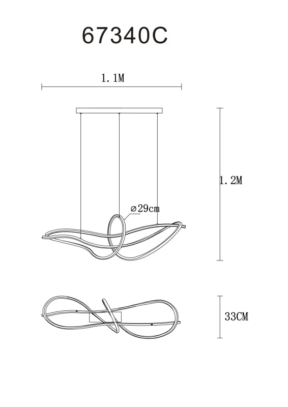 Iduna 110cm Chrom loftslampe Fra Globo Lighting - Med en længde på 110 cm og et design i forkromet rustfrit stål tilføjer den en luksuriøs følelse til dit hjem.
