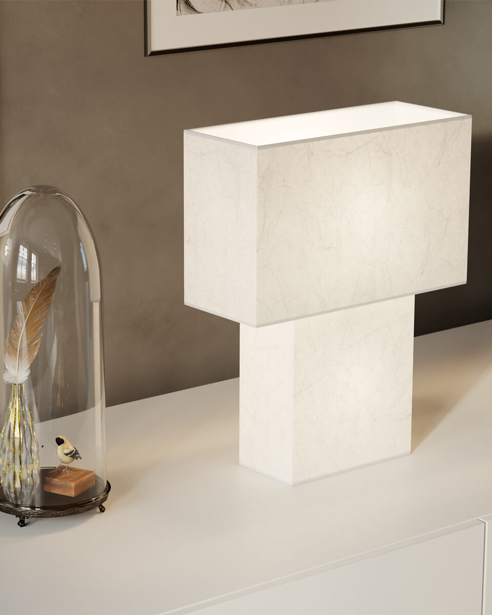 iSquare 50cm Hvid bordlampe Fra By Rydéns - Lad iSquare blive en tilf&oslash;jelse til din boligindretning, perfekt til at skabe en harmonisk atmosf&aelig;re med et strejf af japansk elegance.