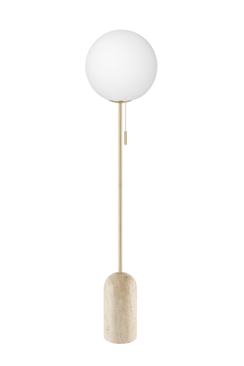 Torrano Beige travertin gulvlampe Fra Globen Lighting - Der kan være farvevariationer i lampebasen, da den er lavet af sten, som er et naturmateriale, så hver lampe er unik.